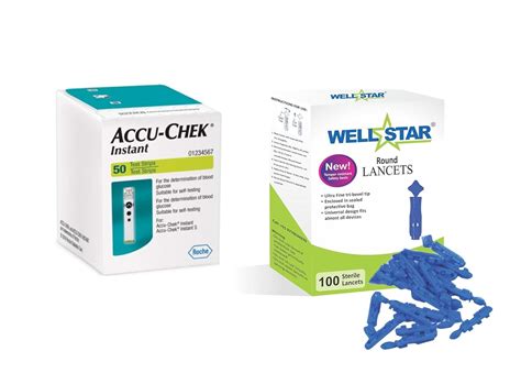 Wellstar FLAT Glucometer Lancets (100) with ACCU-CHEK INSTANT 50 Test ...