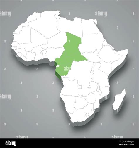 French Equatorial Africa location within Africa 3d isometric map Stock ...