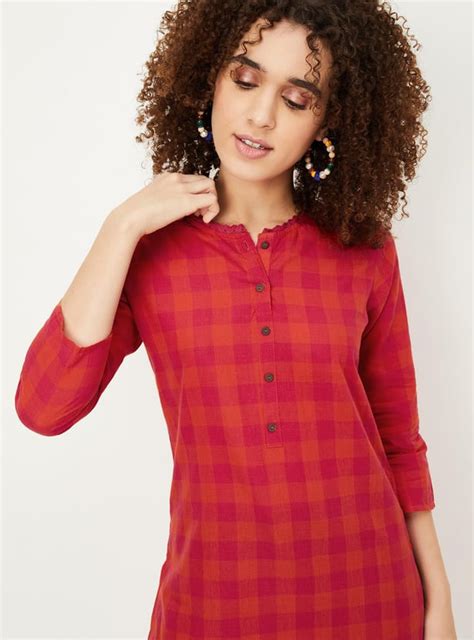 Buy Women Checkered Cotton Kurta Online at just Rs. 549.0 ...