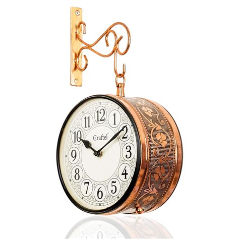 Buy CRAFTEL Metal Analog Double Sided Dial Wall Clock for Home Living ...