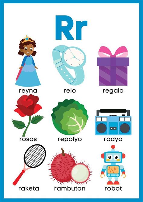 the letter r is for r in spanish with pictures of different objects and ...