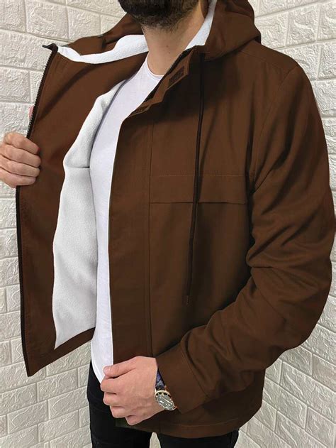 Manfinity Men Zip Up Thermal Lined Drawstring Hooded Coat | SHEIN USA