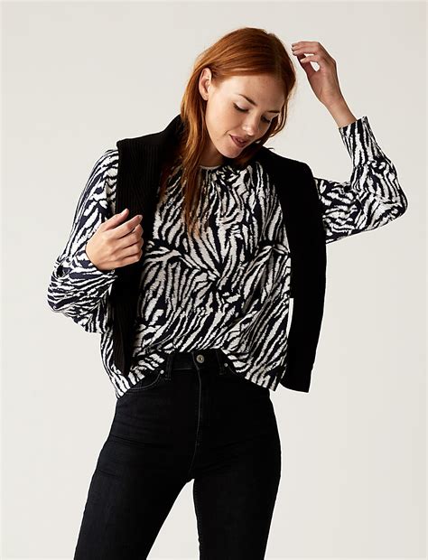 Buy Animal Print Round Neck Top at Marks & Spencer