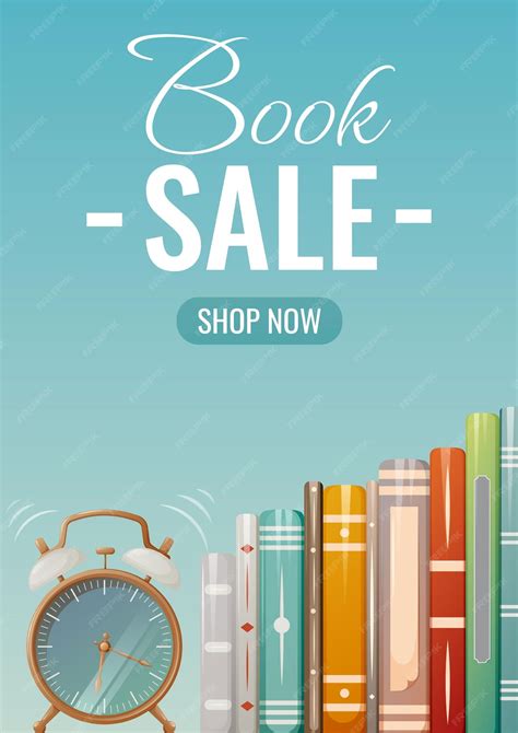 Premium Vector | Book sale poster, alarm clock and text. Vector ...