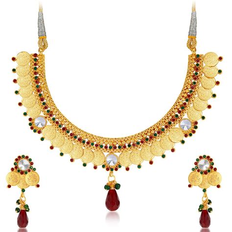 Buy Sukkhi Astonish Gold Plated Temple Jewellery Necklace Set for Women ...