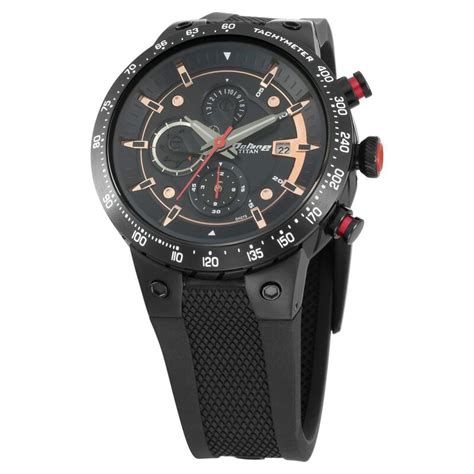 Buy Online Titan Octane Black Dial Chronograph PU Strap watch for Men ...