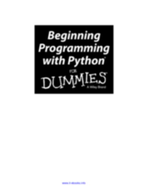 Image result for Beginning Programming with Python For Dummies