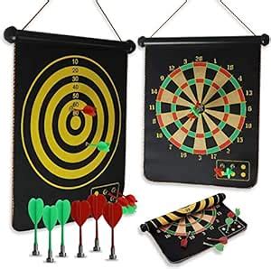 AZOD Magnetic Dartboard Sets with 4 Reversible Darts Rolling Two Sided ...