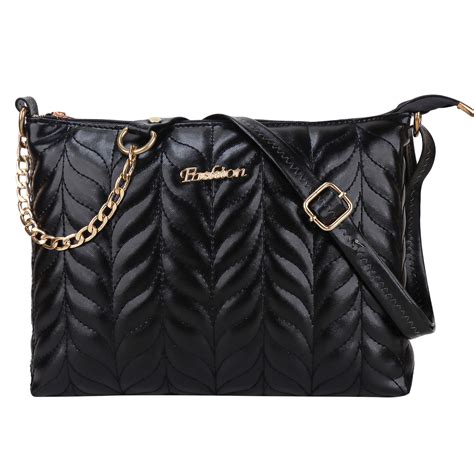 Miss Seoul Fashion Vegan Leather Suede Texture Utility Sling Bag - Bla ...
