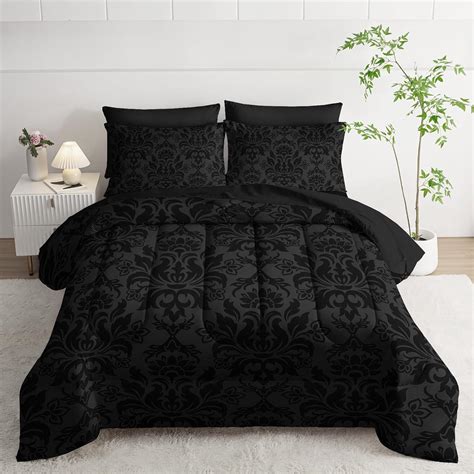 Amazon.com: Axolotl Black Comforter Set King Size,7 Piece Damask ...