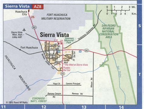 Sierra Vista AZ road map, highway Sierra Vista city and surrounding area