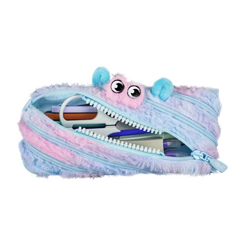 Zipit Furry Monster Pouch - Fun Blue & Pink Organizer for Essentials ...