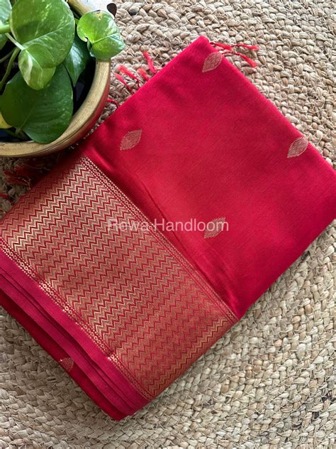 Red Coin Butta Pallu Zari Border Saree ~ Maheshwari Saree-SBS-011 ...