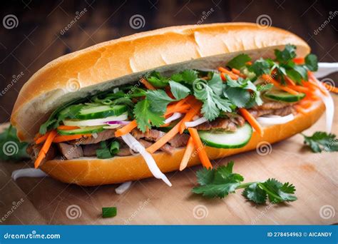 Banh Mi - Tasty Vietnamese Sandwich with Layers of Flavor and Texture Stock Illustration ...