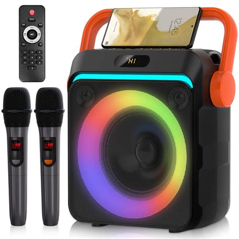 Amazon.com: Karaoke Machine with 2 Wireless Microphones, Portable ...