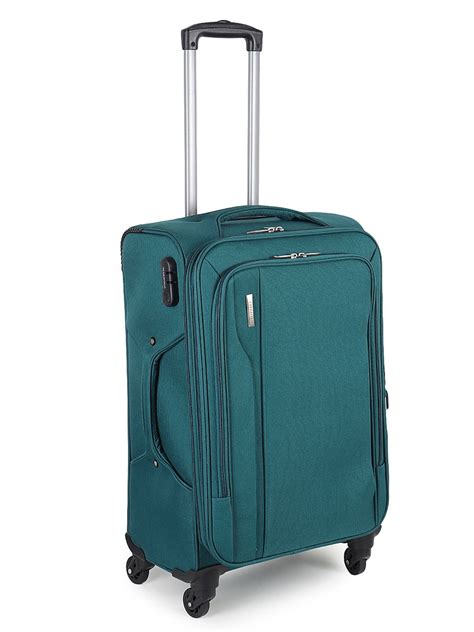 Unisex Teal Solid Soft-sided Medium Trolley Suitcase (Medium ...
