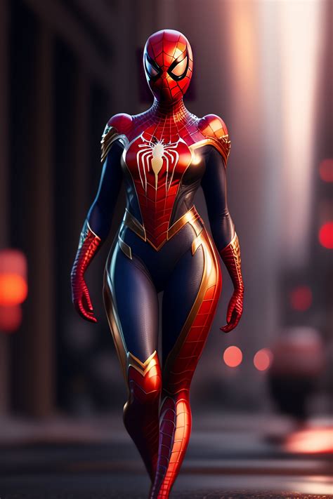 Lexica - A female version of Spider-Man in full body view, dream-like ...