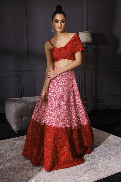 Red & Pink Ombre Lehenga Set – Mani Bhatia