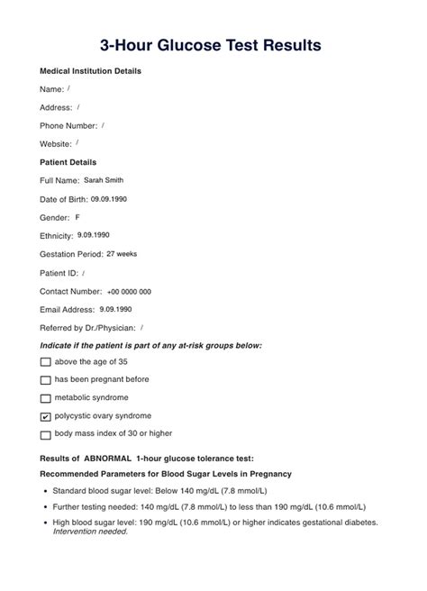3-Hour Glucose Test Results