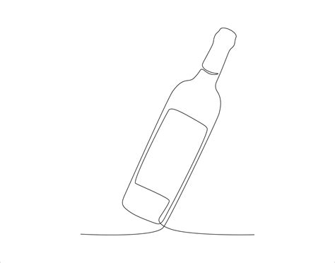 Continuous Line Drawing Of Wine Bottle. One Line Of A Bottle Of Wine ...