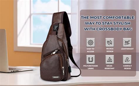 GUSTAVE® Crossbody Bag for Men and Boys with Cable Vent, Waterproof ...