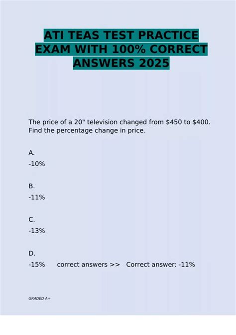ATI TEAS TEST PRACTICE EXAM WITH 100% CORRECT ANSWERS 2025 - ATI TEAS T ...