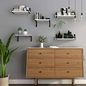Glorieux Art White Floating Engineered Wood Wall Mounted Shelves Set of ...