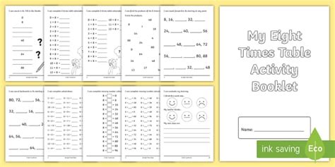 8 Times Table Activities - Times Table Booklet - Twinkl