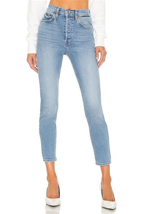 RE/DONE Originals 90s High Rise Ankle Crop in Light Stone | REVOLVE