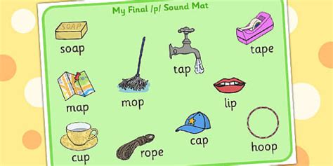 Final 'P' Sound Word Mat (teacher made) - Twinkl