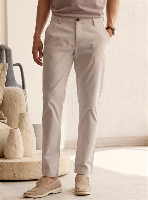 Andamen Pearl Grey Cotton Blend Chinos