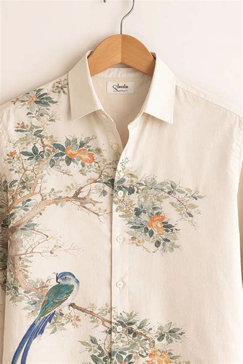 Oriental Bird & Floral Print Ivory Premium Shirt – The Story of Janta