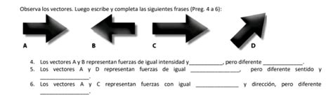 Solved: Observa los vectores. Luego escribe y completa las siguientes ...