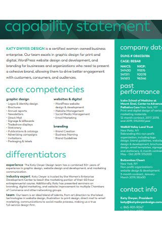 Image result for Capability Statement Samples