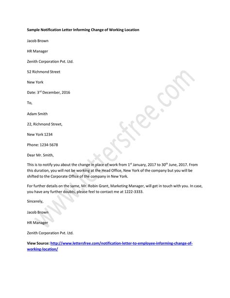 Image result for Notification Letter Sample