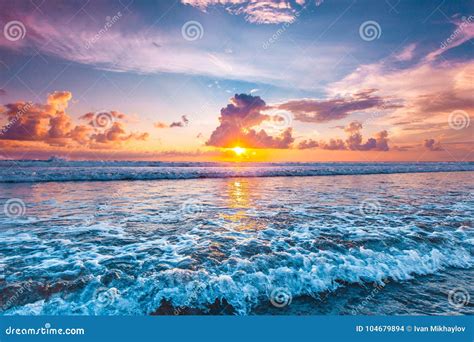Sunset over ocean stock photo. Image of surf, sunset - 104679894