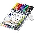 Staedtler Lumocolor 318 Fine 0.6MM Line Permanent Pen, 8 Shades (Black ...