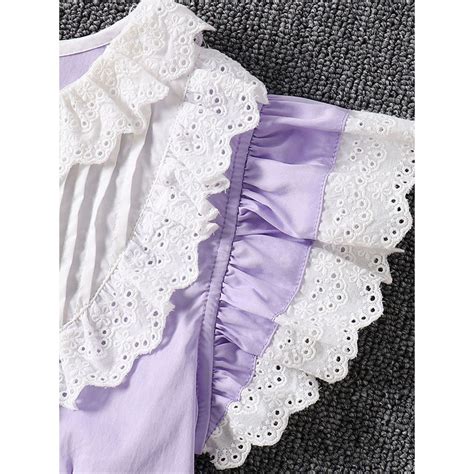 Buy Hopscotch Girls Lavender and White Lace Embellished Blouse Pant Online