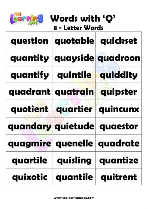 Words Starting With Q