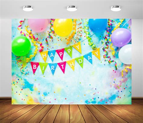 Beleco 7x5ft Fabric Happy Birthday Backdrop Kids Birthday Party ...