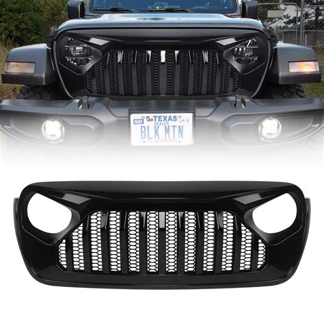 Snapklik.com : DKMGHT Front Grill Glossy Black Grille Grid For Jeep Wrangler JL JLU 2018, 2019 ...