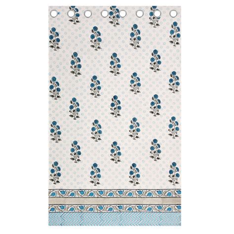 BLOCKS OF INDIA Hand Block Printed Cotton Daylight Curtain with Eyelet ...