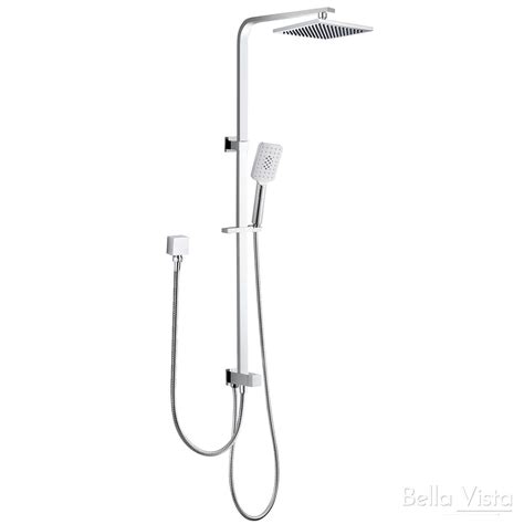 Dual Shower Rail with Rain Fall Head - Square Chrome