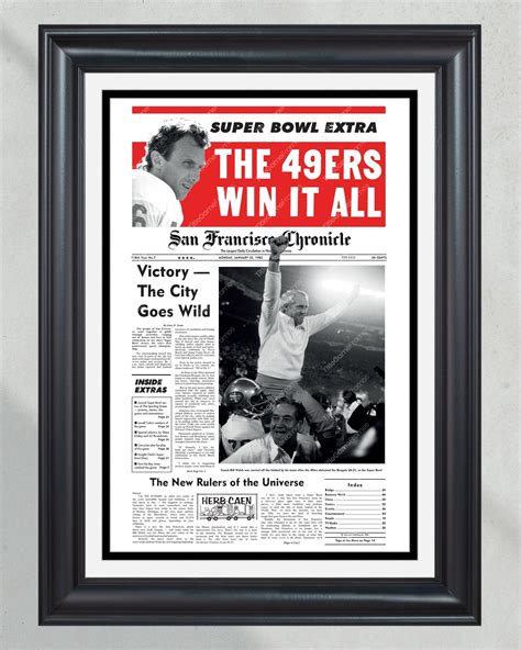 1982 San Francisco 49ers Super Bowl XVI Champions Framed Newspaper ...