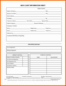 Customer Information Sheet Example 的图像结果