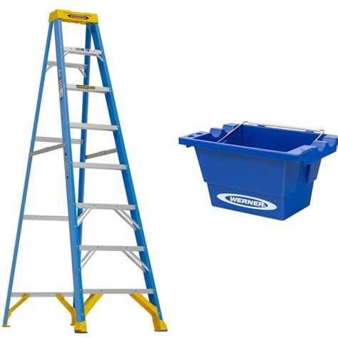 Shop Werner 8-ft Fiberglass 250 lb. Load Capacity with Plastic Utility Bucket at Lowes.com