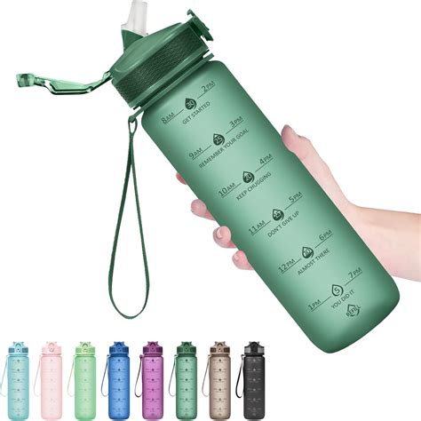 Amazon.com: Hyeta 32oz Water Bottles with Straw - Stay Motivated and ...