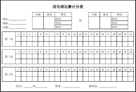 羽毛球比赛计分表(完美版+比赛规则)_文档下载