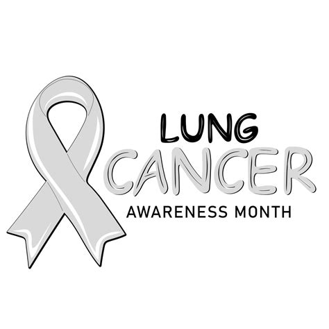 Lung cancer awareness month banner with hand drawn white ribbon cross ...