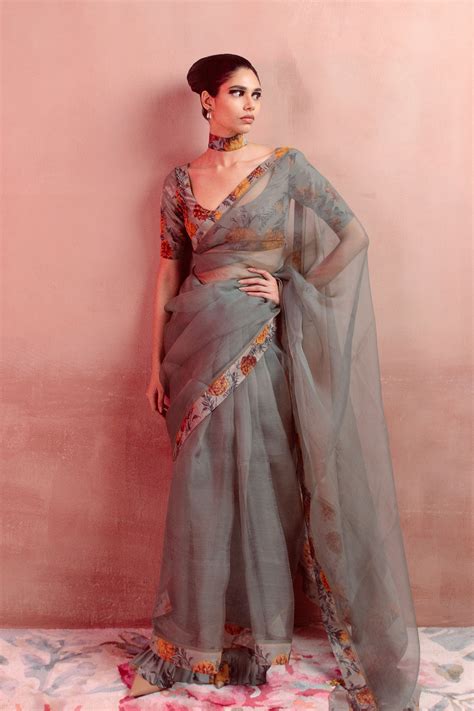 Ekaya - Sage Green Printed Saree - Elahe